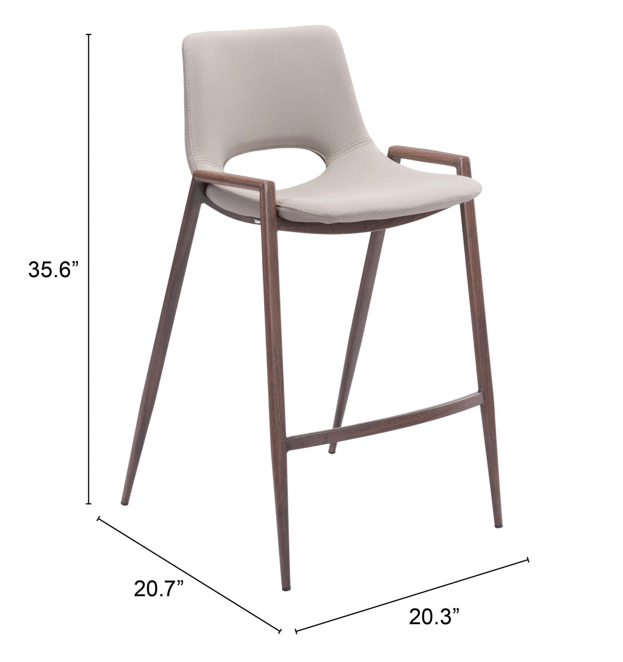 ZUO Desi Counter Stool (Set of 2) Beige & Walnut
