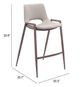 ZUO Desi Counter Stool (Set of 2) Beige & Walnut