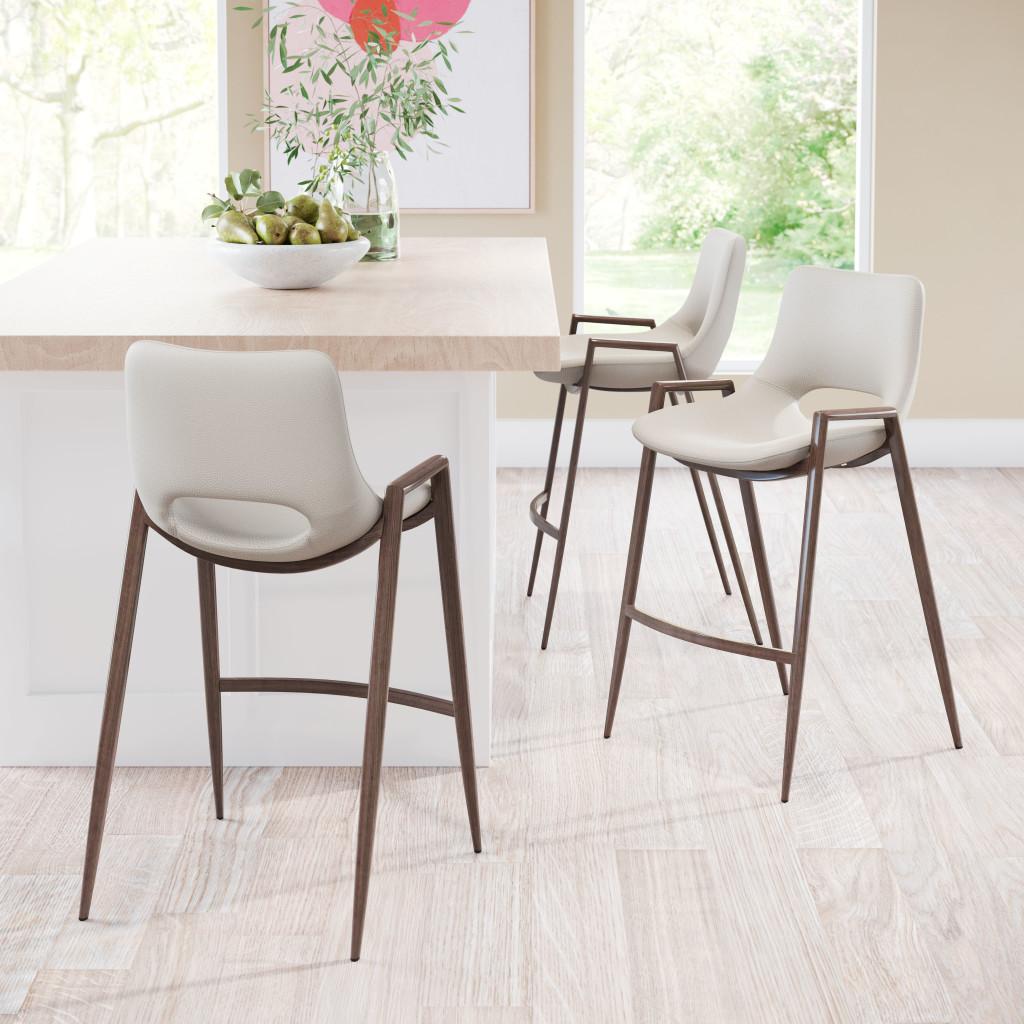 ZUO Desi Counter Stool (Set of 2) Beige & Walnut