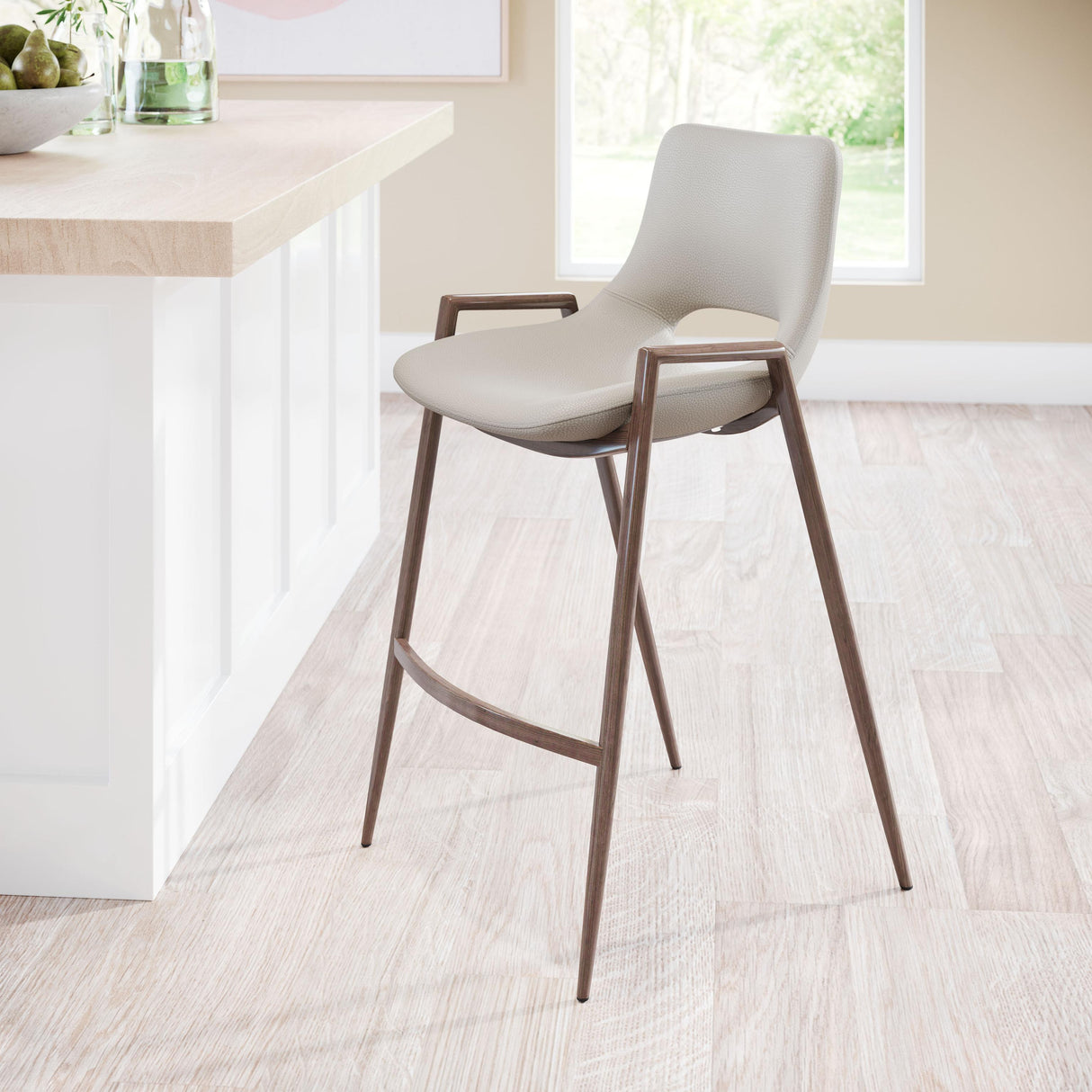 ZUO Desi Counter Stool (Set of 2) Beige & Walnut