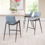 ZUO Desi Counter Stool (Set of 2) Azure Gray & Walnut