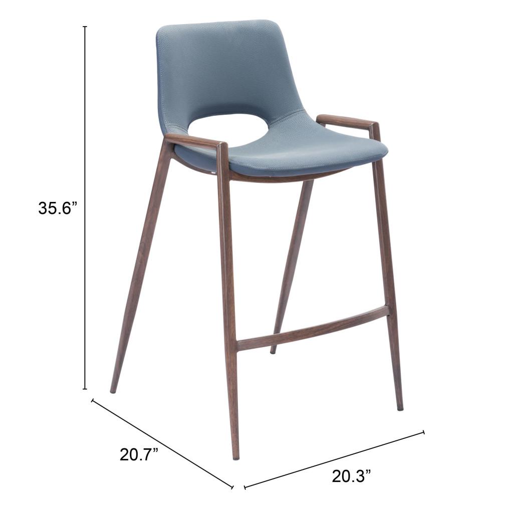 Zuo Desi Counter Stool (Set Of 2) Azure Gray Walnut – DecoratorsBest