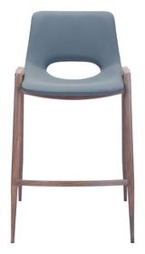 ZUO Desi Counter Stool (Set of 2) Azure Gray & Walnut