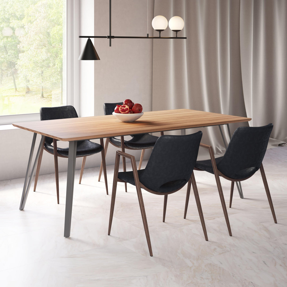 ZUO Desi Dining Chair (Set of 2) Black & Walnut