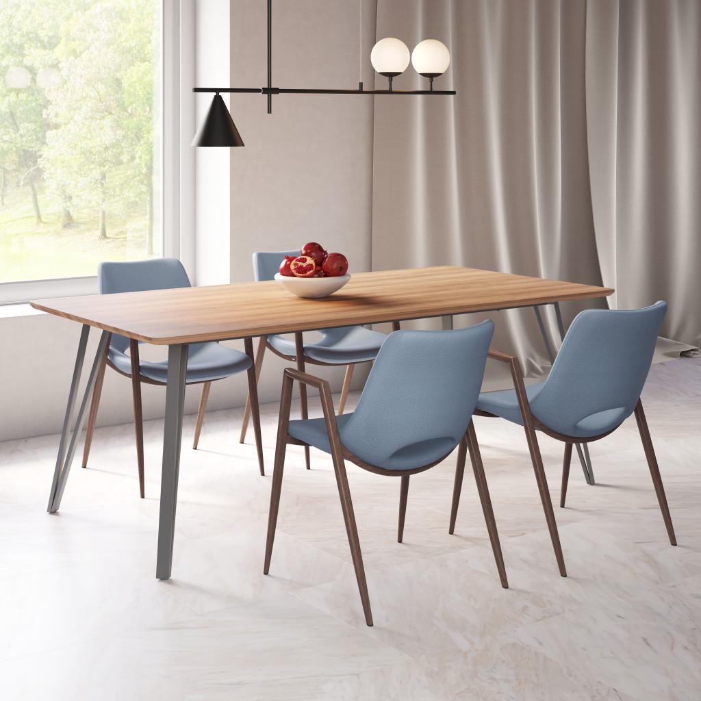 ZUO Desi Dining Chair (Set of 2) Azure Gray & Walnut