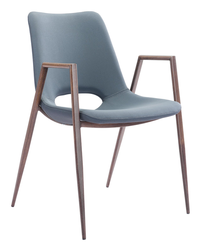 ZUO Desi Dining Chair (Set of 2) Azure Gray & Walnut