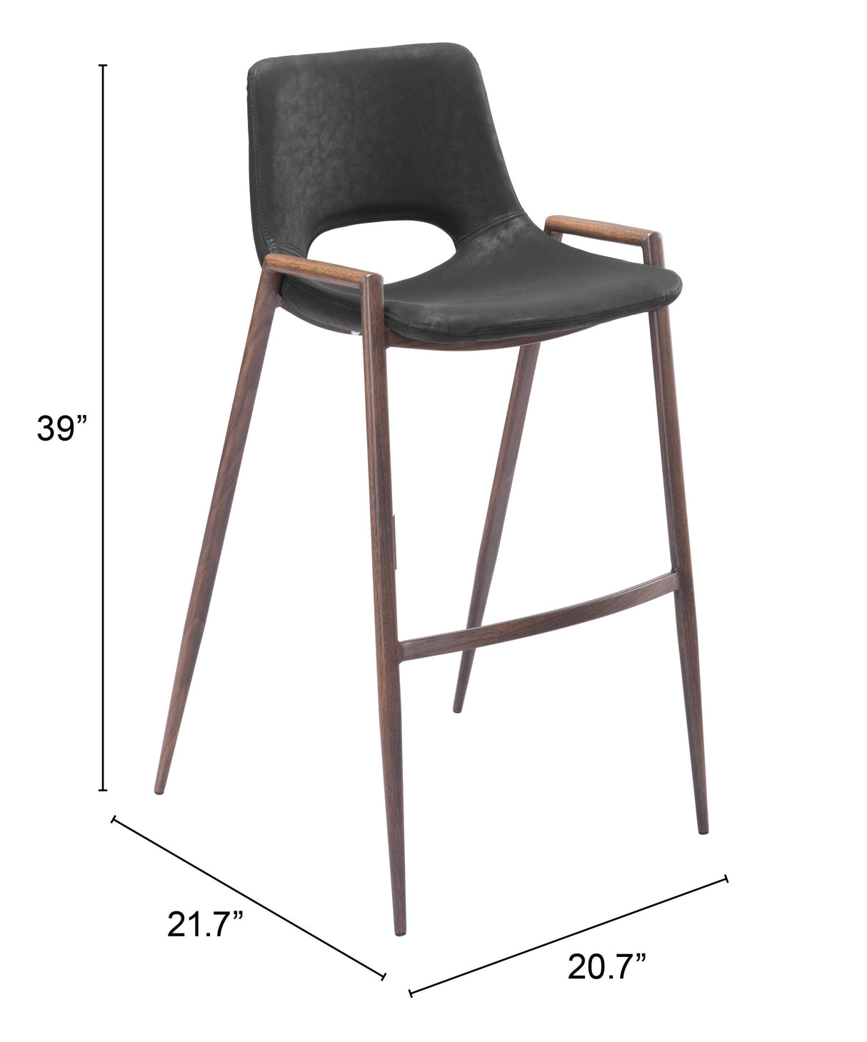 ZUO Desi Barstool (Set of 2) Black & Walnut