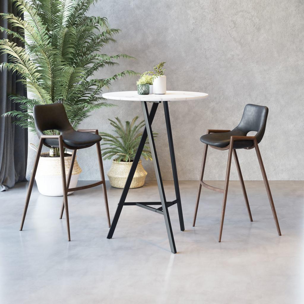 ZUO Desi Barstool (Set of 2) Black & Walnut