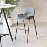 ZUO Desi Barstool (Set of 2) Azure Gray & Walnut
