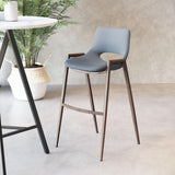 ZUO Desi Barstool (Set of 2) Azure Gray & Walnut
