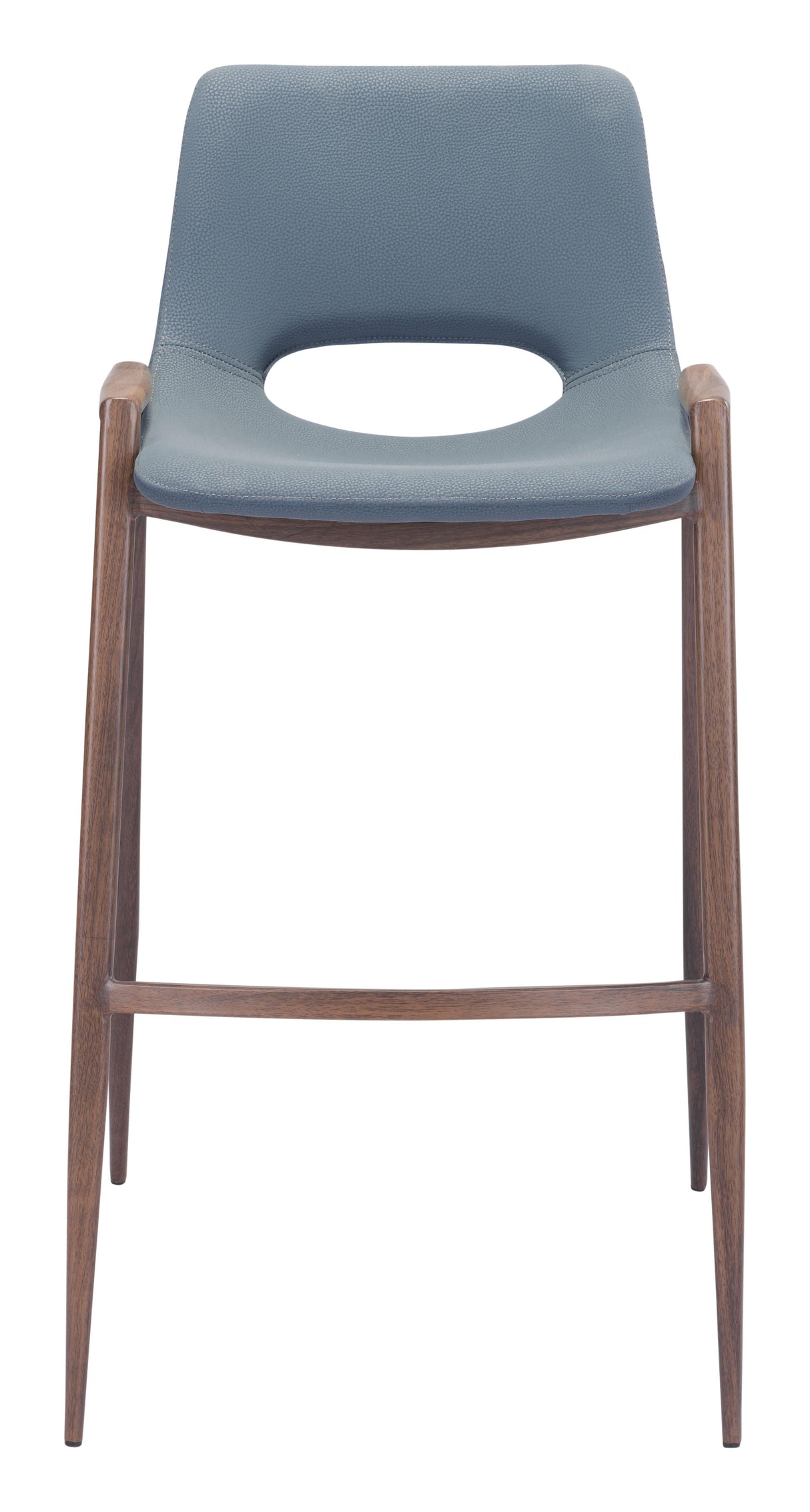 ZUO Desi Barstool (Set of 2) Azure Gray & Walnut