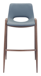 ZUO Desi Barstool (Set of 2) Azure Gray & Walnut