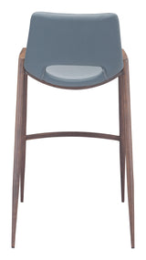 ZUO Desi Barstool (Set of 2) Azure Gray & Walnut