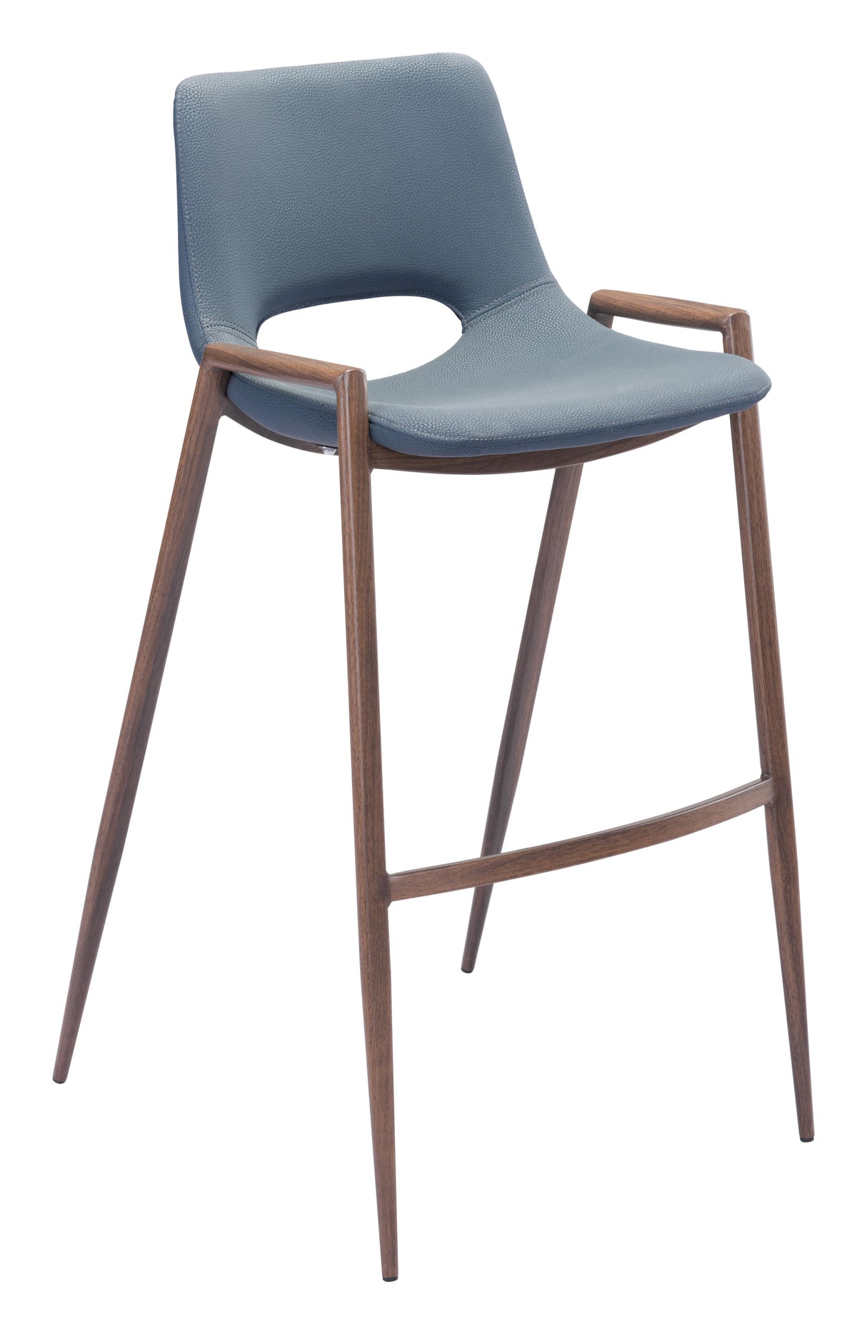 ZUO Desi Barstool (Set of 2) Azure Gray & Walnut