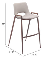 ZUO Desi Barstool (Set of 2) Beige & Walnut