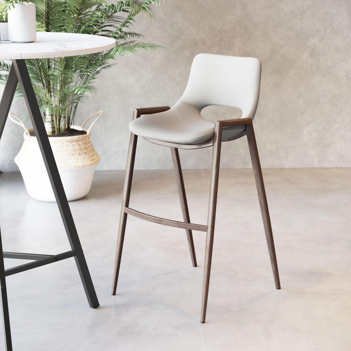 ZUO Desi Barstool (Set of 2) Beige & Walnut