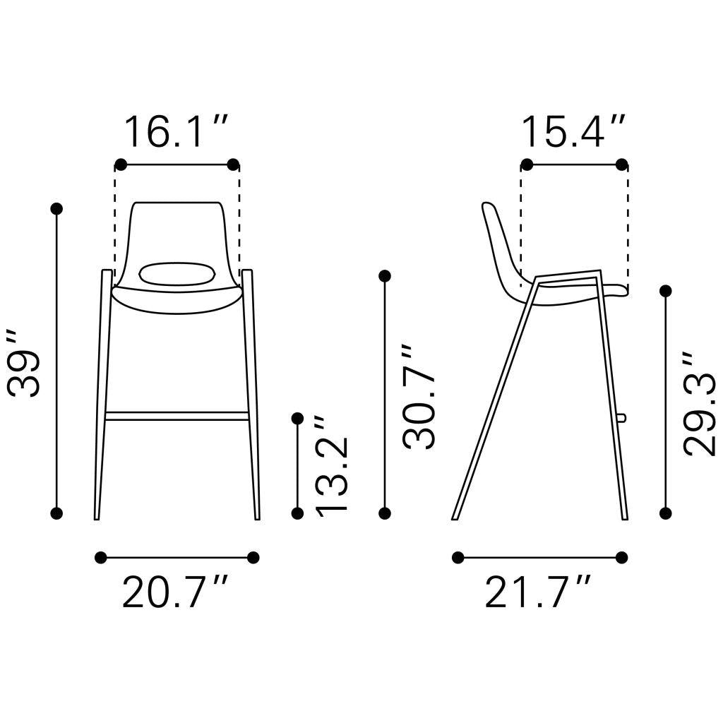 ZUO Desi Barstool (Set of 2) Beige & Walnut