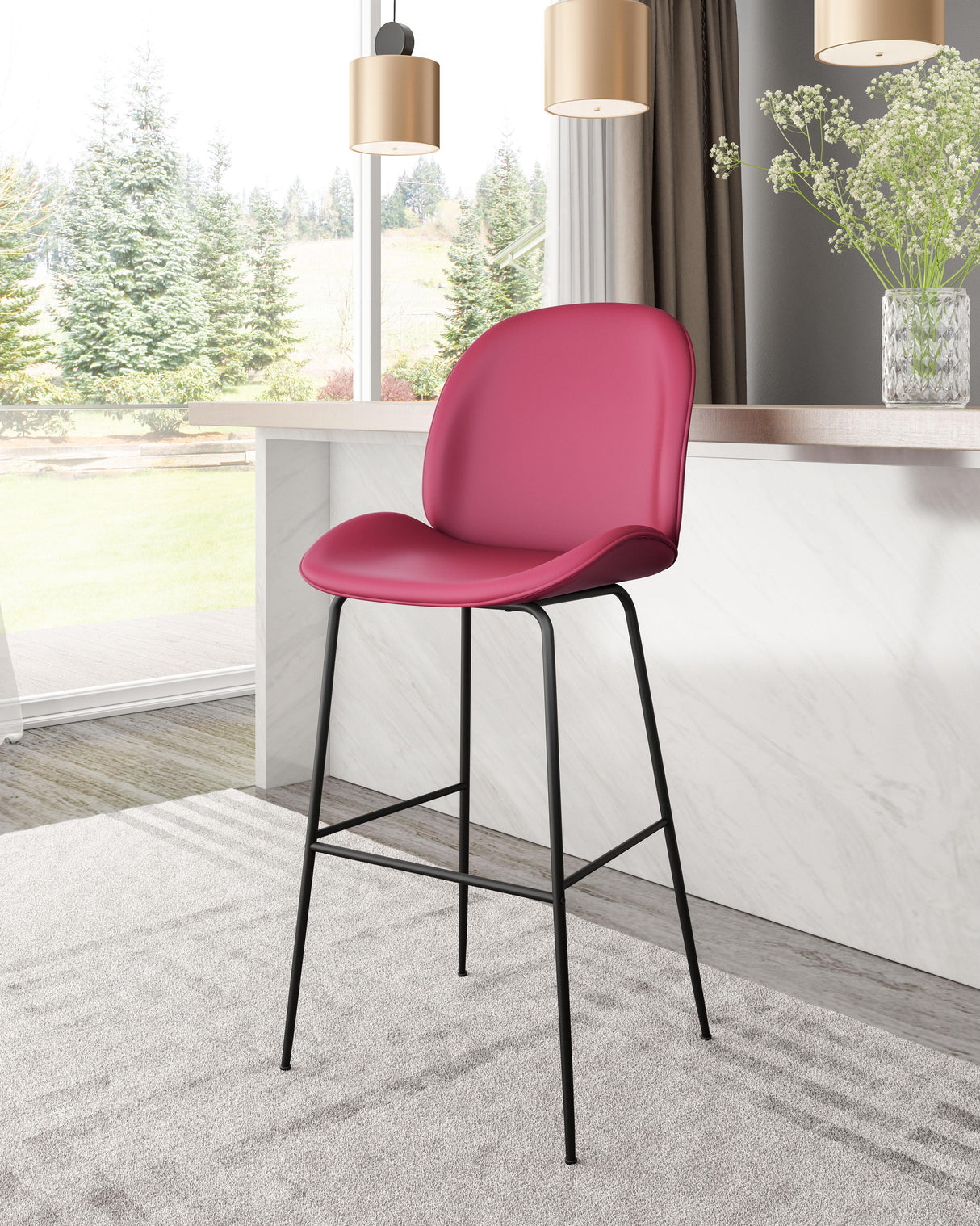 ZUO Miles Barstool Red