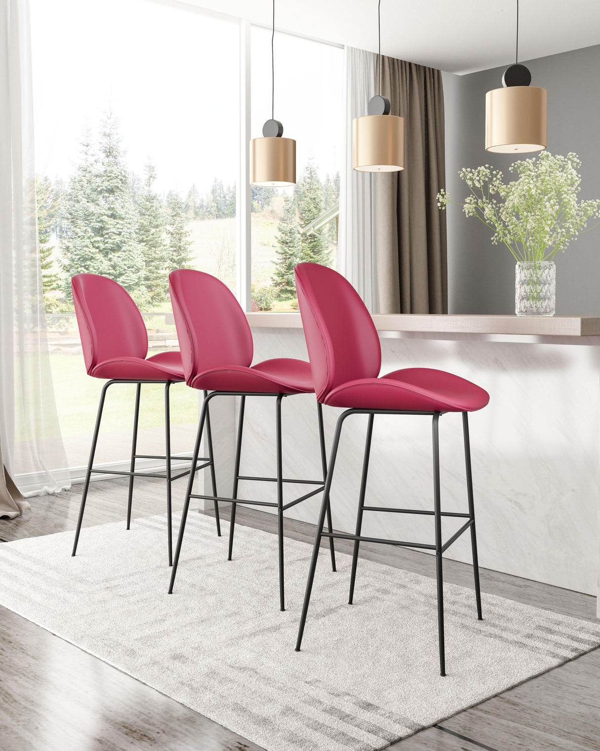 ZUO Miles Barstool Red