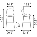 ZUO Miles Barstool Red