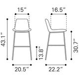 ZUO Tony Barstool Green & Gold