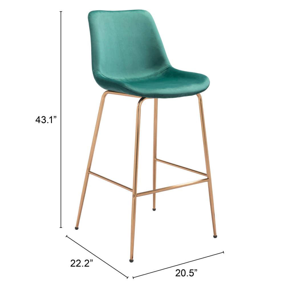 ZUO Tony Barstool Green & Gold