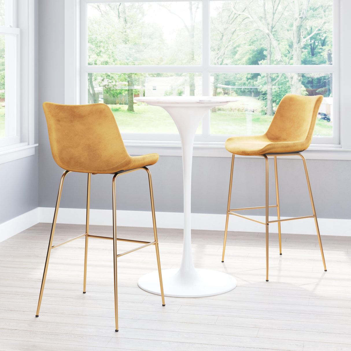 ZUO Tony Barstool Yellow & Gold