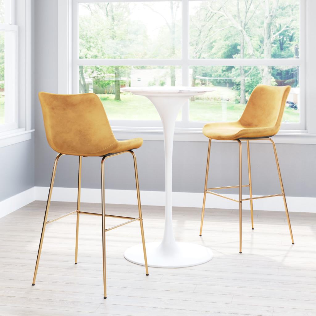 ZUO Tony Barstool Yellow & Gold