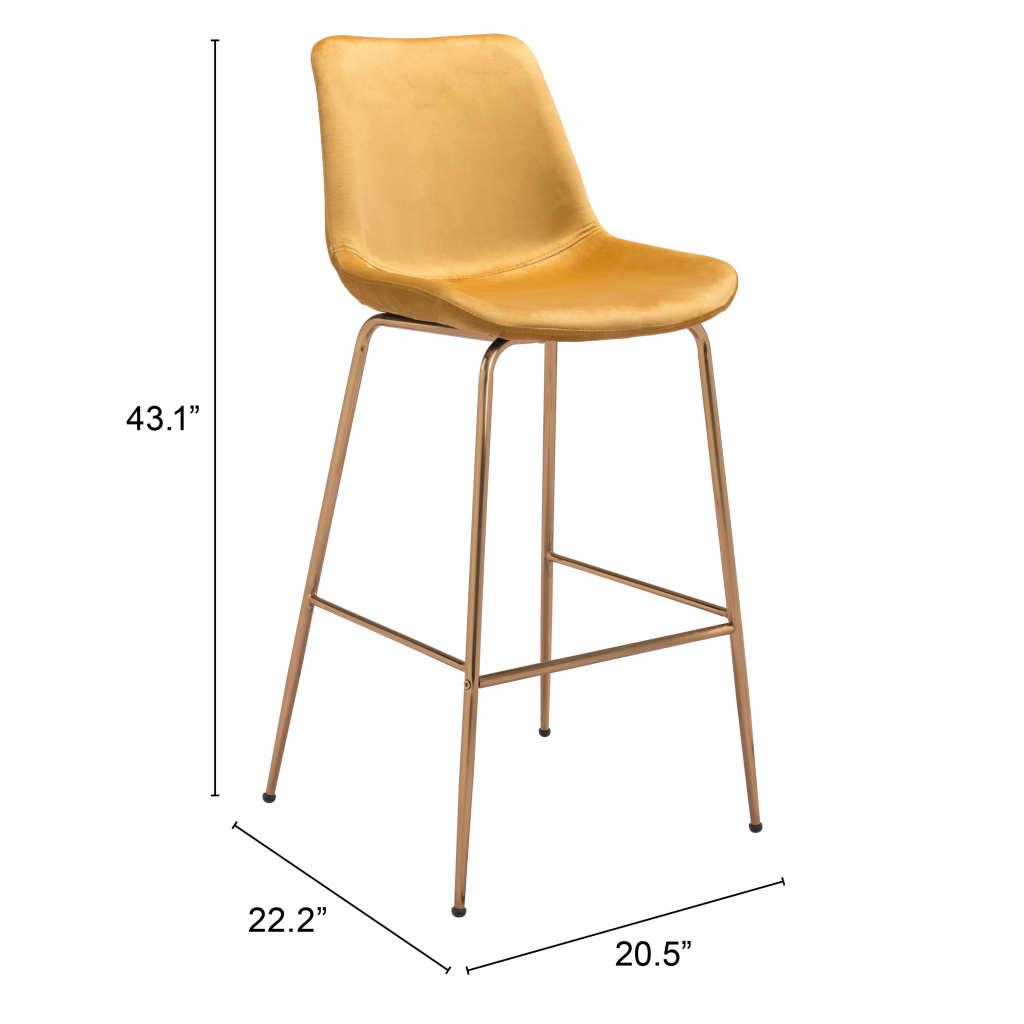 ZUO Tony Barstool Yellow & Gold