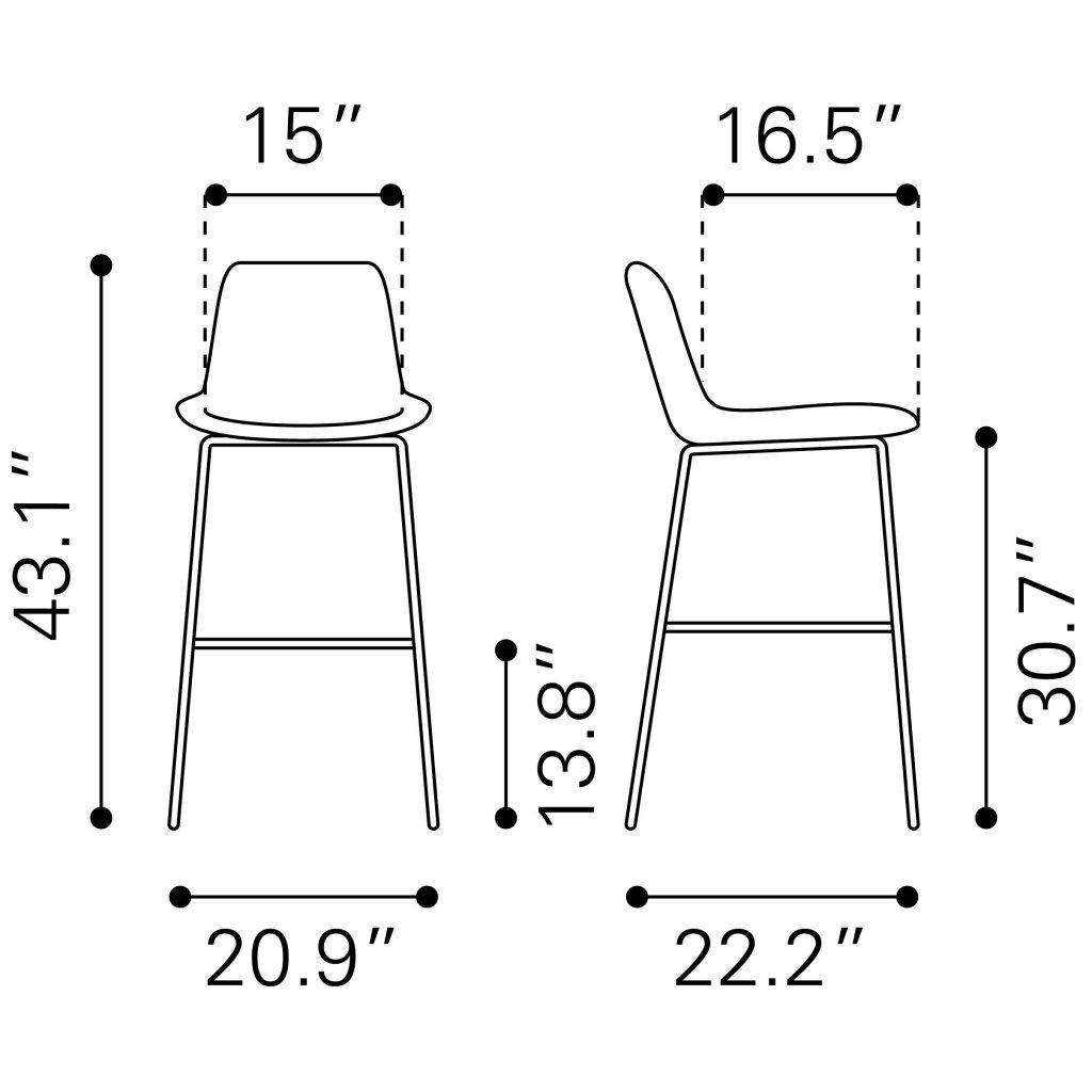 ZUO Byron Barstool White