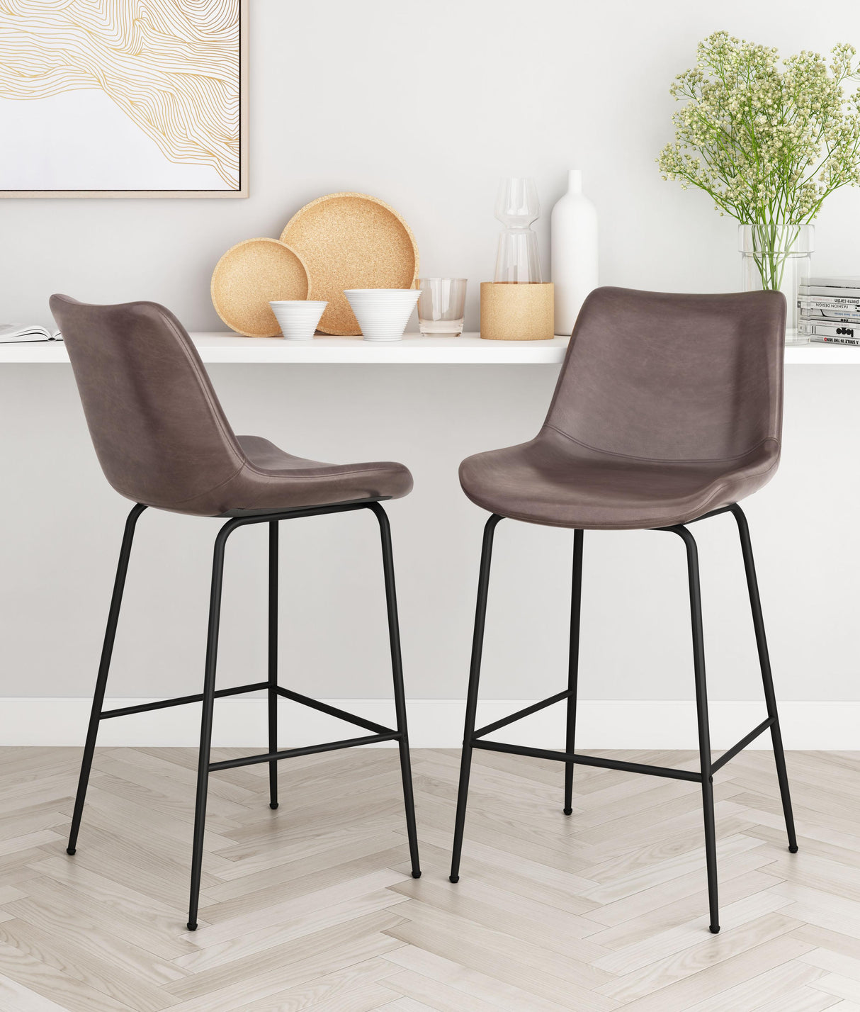 ZUO Byron Counter Stool Brown