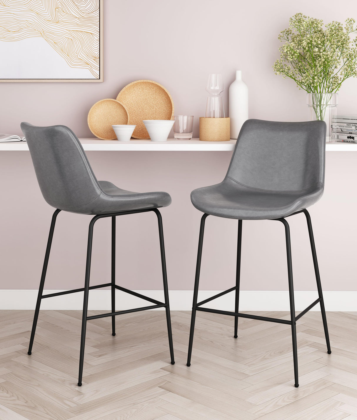 ZUO Byron Counter Stool Gray