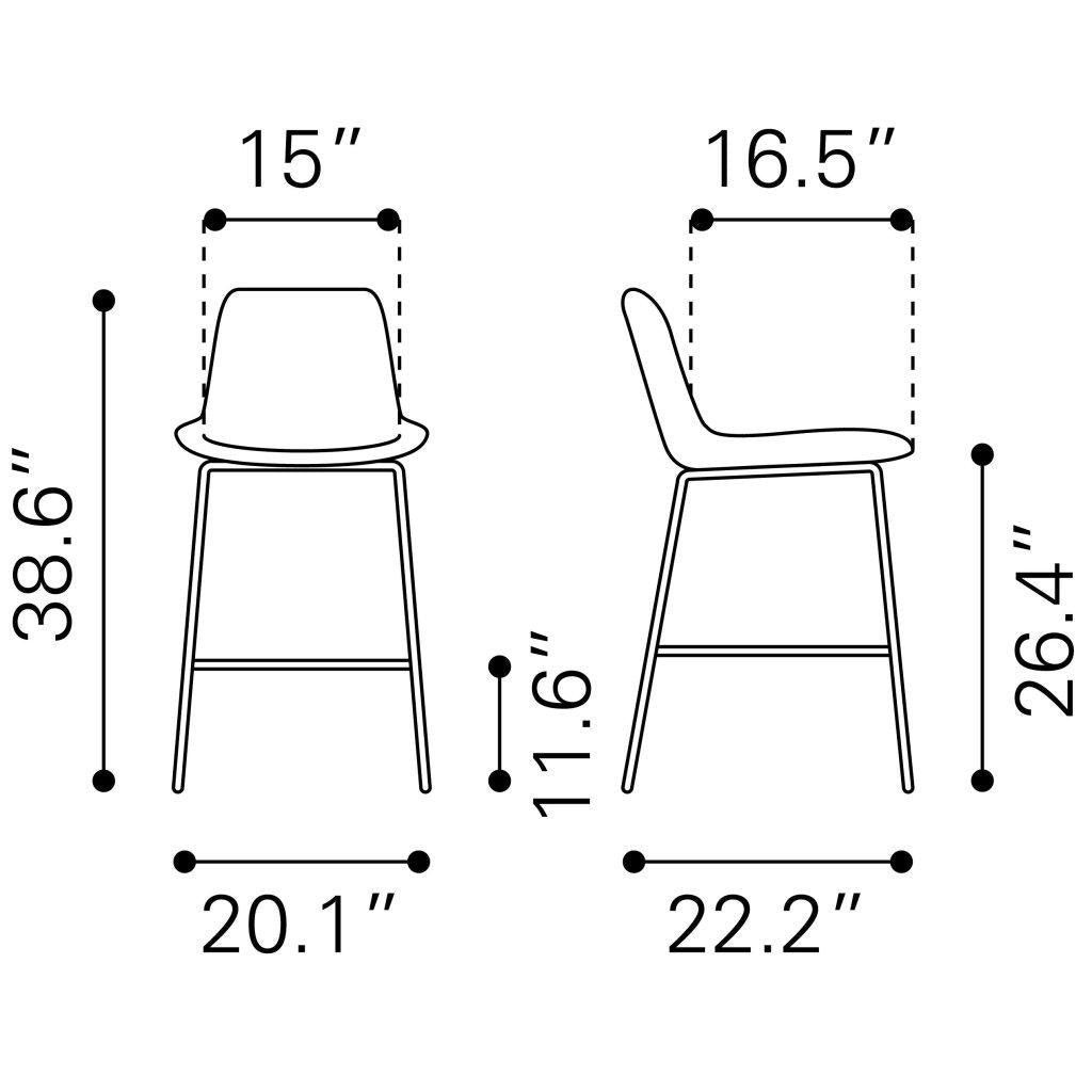 ZUO Byron Counter Stool White