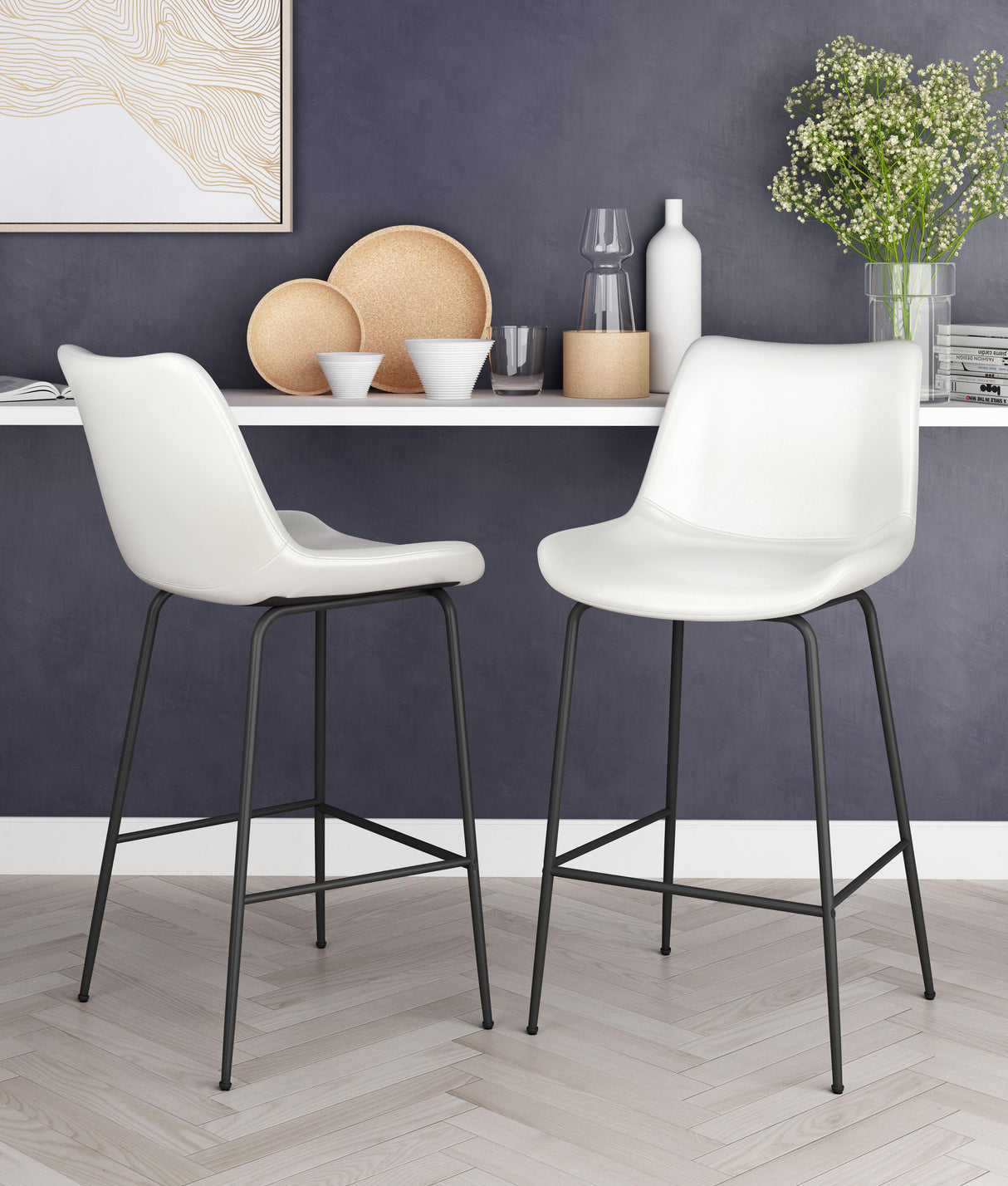 ZUO Byron Counter Stool White