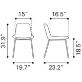 ZUO Byron Dining Chair (Set of 2) Brown