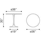ZUO Fullerton Dining Table White & Gold