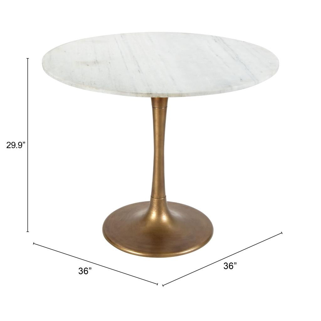 ZUO Fullerton Dining Table White & Gold