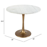 ZUO Fullerton Dining Table White & Gold