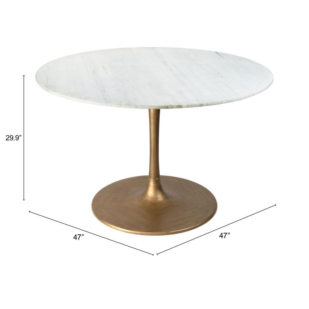 ZUO Ithaca Dining Table White & Gold