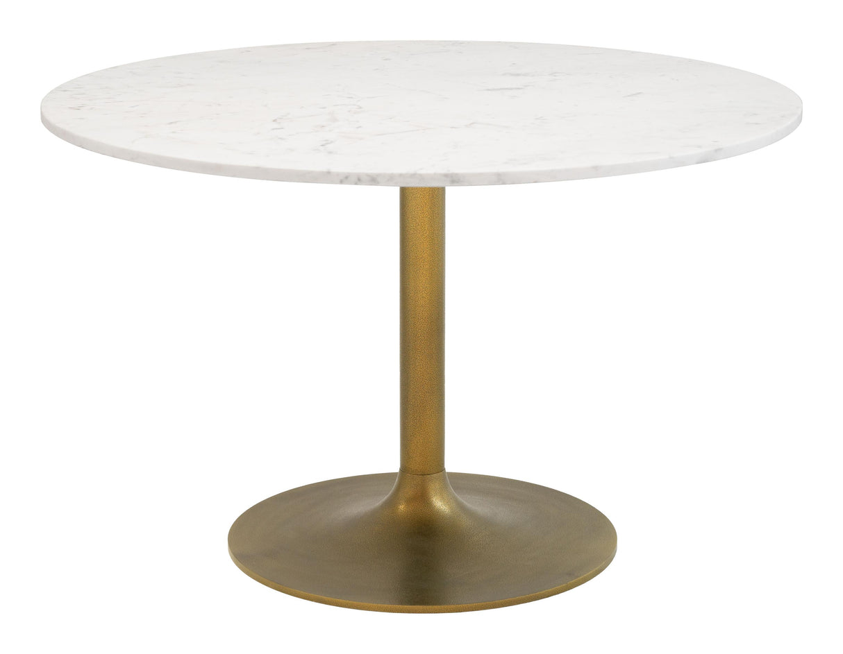 ZUO Ithaca Dining Table White & Gold