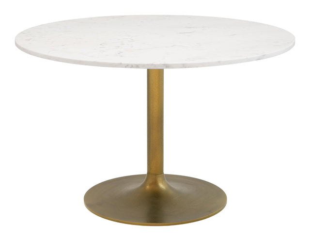 ZUO Ithaca Dining Table White & Gold
