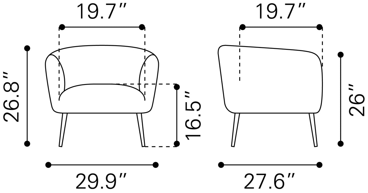 ZUO Deco Accent Chair Gray