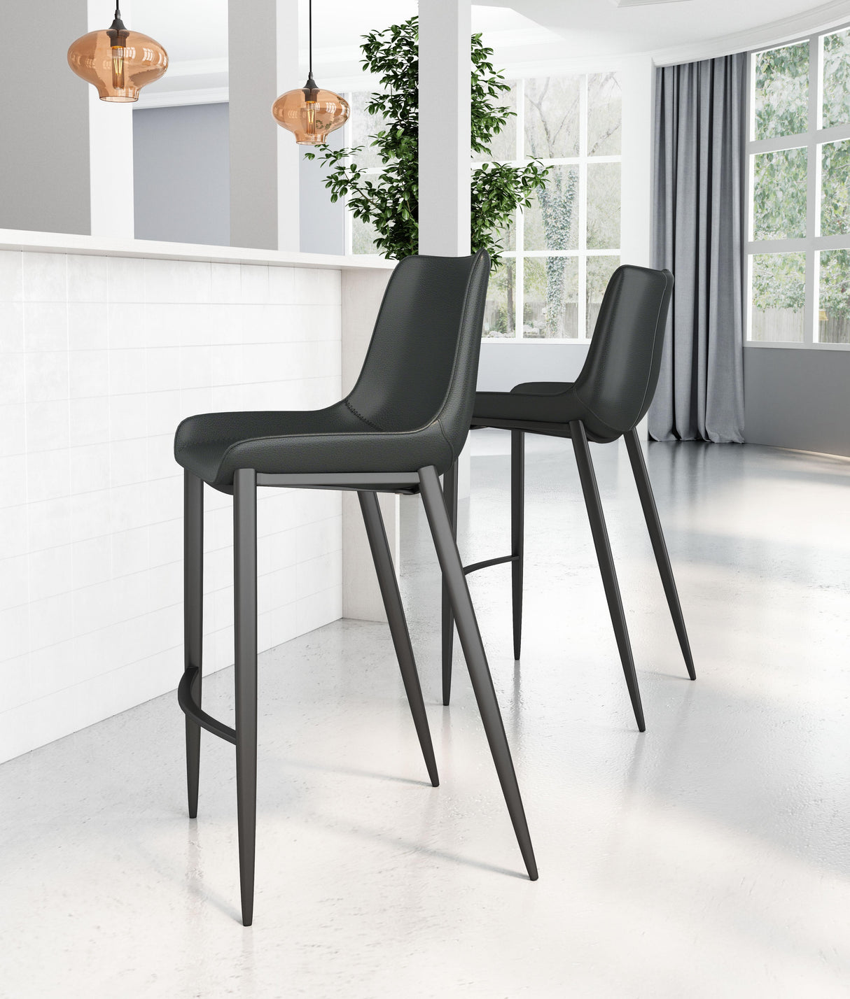 ZUO Magnus Barstool (Set of 2) Black