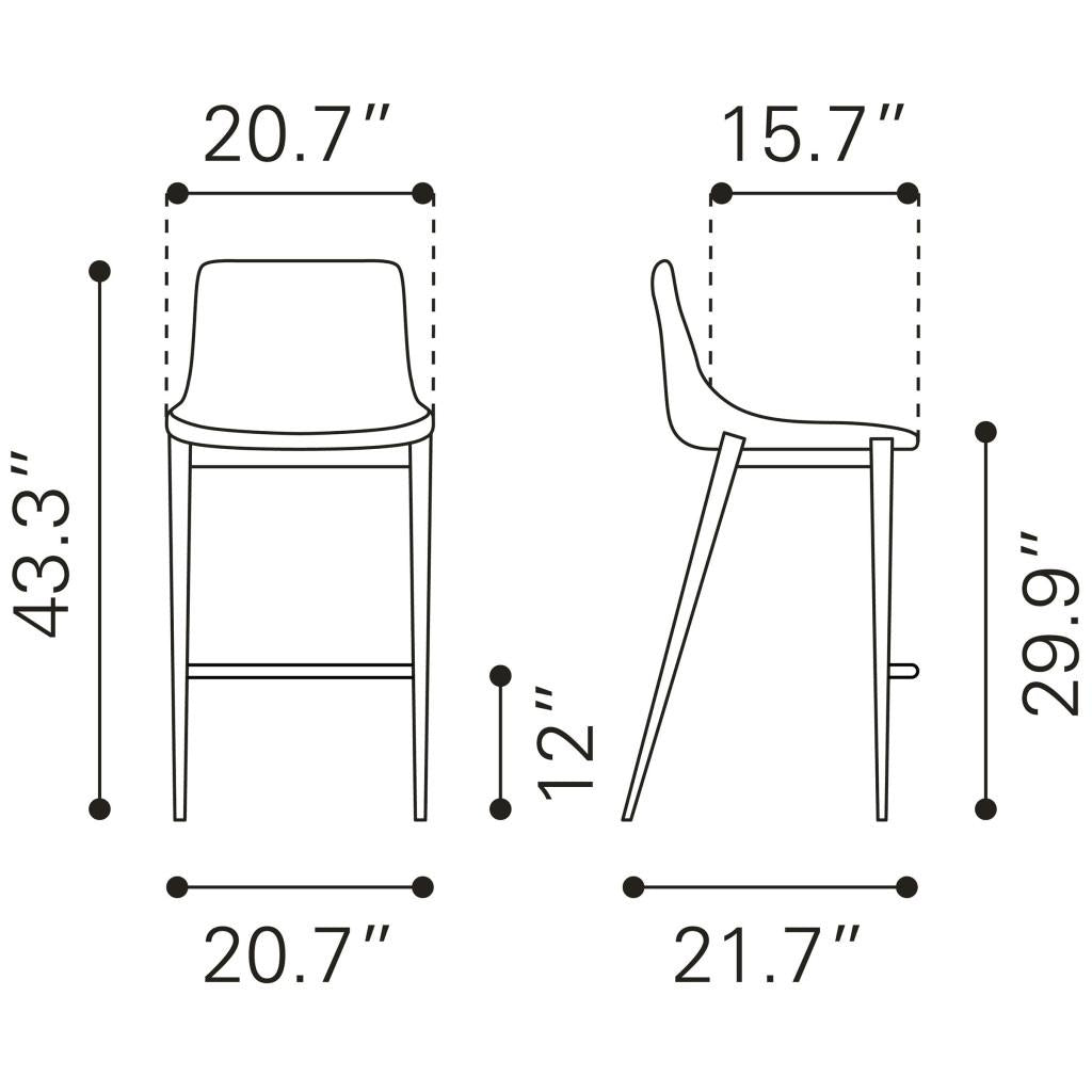 ZUO Magnus Barstool (Set of 2) Black