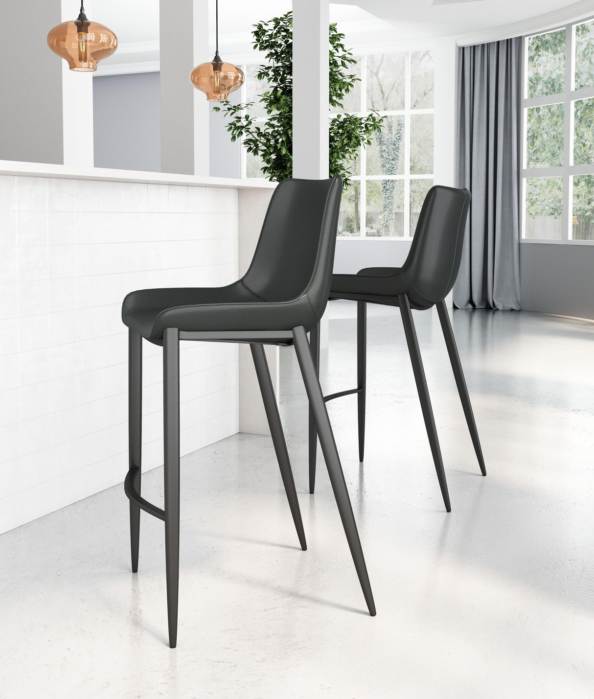 ZUO Magnus Barstool (Set of 2) Black