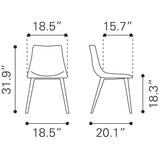 ZUO Daniel Dining Chair (Set of 2) Gray
