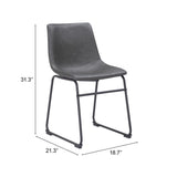ZUO Smart Dining Chair (Set of 2) Charcoal
