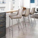 ZUO Magnus Counter Stool (Set of 2) Brown & Silver