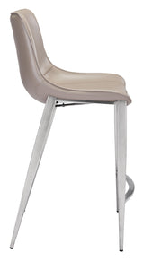 ZUO Magnus Counter Stool (Set of 2) Brown & Silver