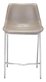 ZUO Magnus Counter Stool (Set of 2) Brown & Silver
